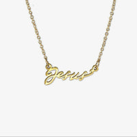 Jesus Script Necklace - 18k Gold