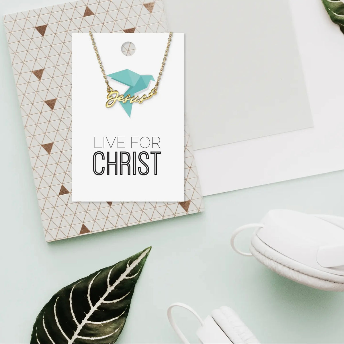 Jesus Script Necklace - 18k Gold
