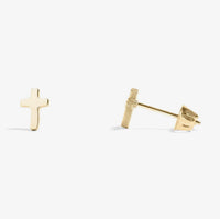 18K Gold Cross Stud Earrings