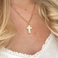 Enamel Cross Necklace - 18k Gold