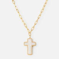 Enamel Cross Necklace - 18k Gold