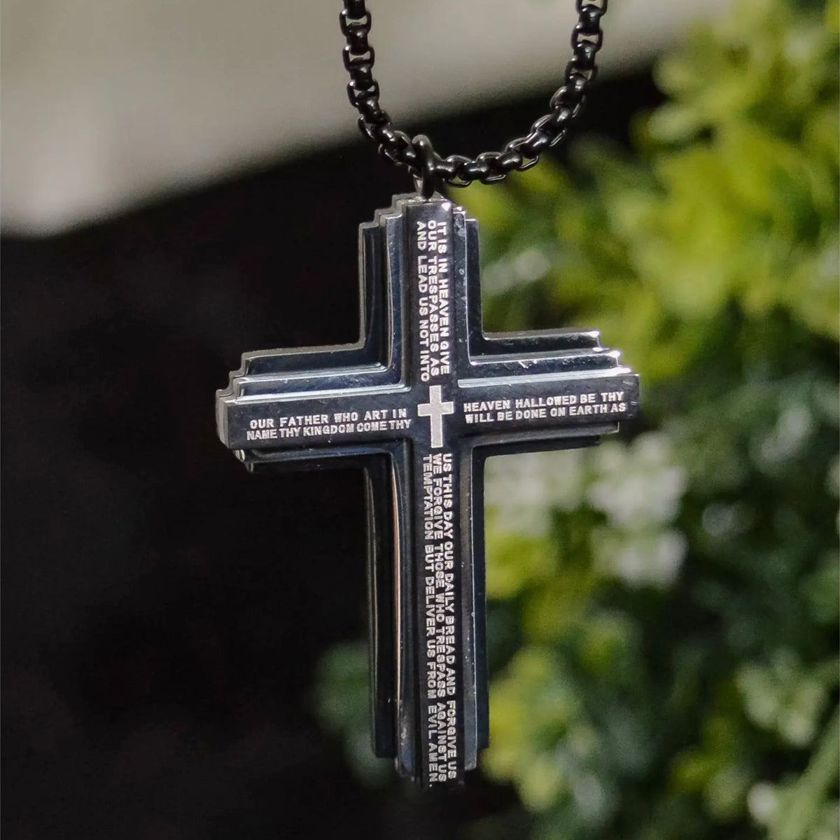 Men's Lord's Prayer Cross Necklace