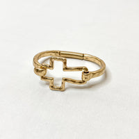 Cross Bracelet Hammered in Gold or Silver