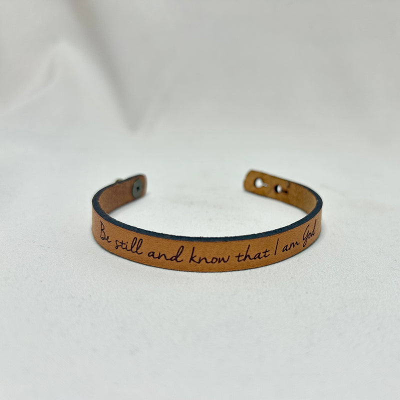 Thin Boho Engraved Leather Bracelet