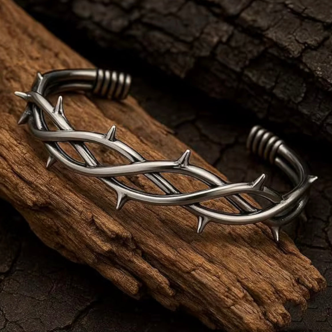 Men’s Stainless Steel Crown of Thorns Cuff Bracelet