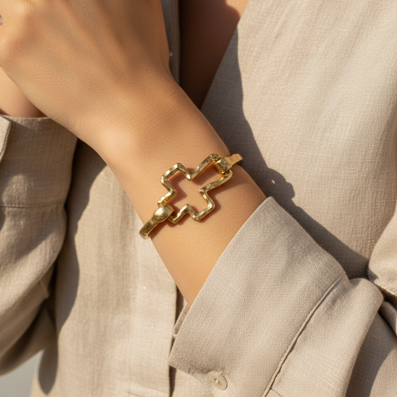 Cross Bracelet Hammered Lifestyle