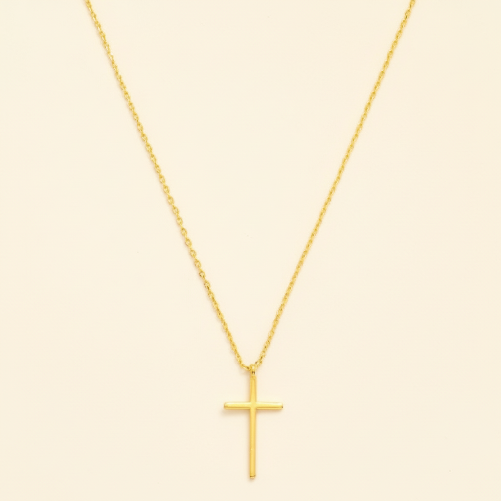 Gold Cross Necklace – Square Crop