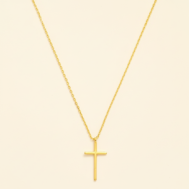 Gold Cross Necklace – Square Crop