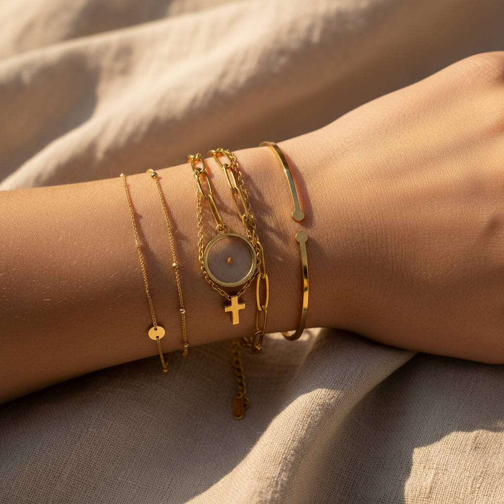 Mustard Seed Stacked Bracelet Lifestyle